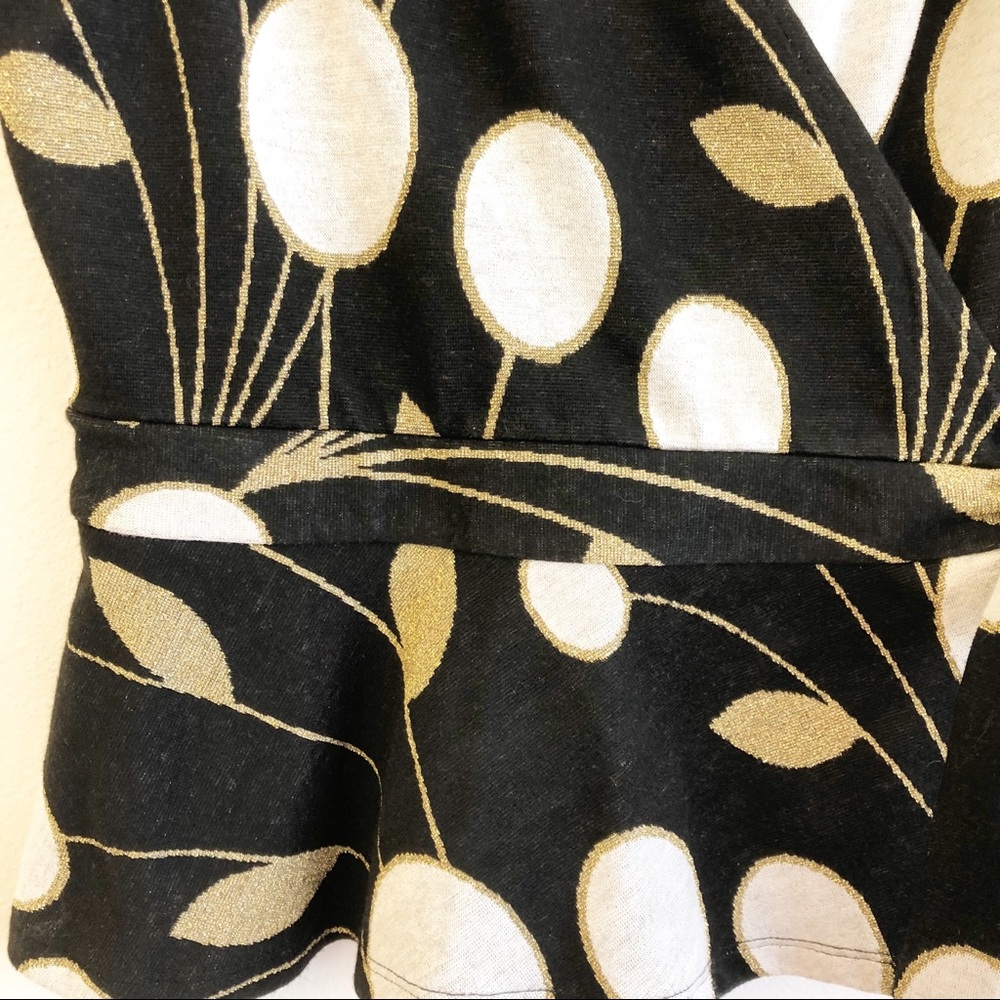Anthropologie Black and Gold Wrap Top - Picture 9 of 17